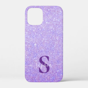Elegante glitters monogram naam iPhone 12 mini hoesje