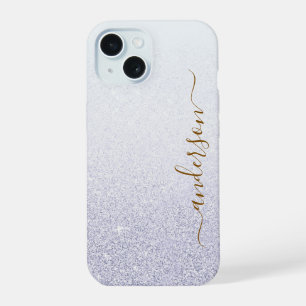 Elegante glitters monogram naam iPhone 15 hoesje
