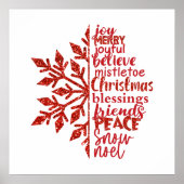 Elegante Glitters Snowflake Kerst Typografie Poster (Voorkant)