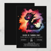 Elegante gloeiende drakenverjaardag kaart (Voorkant / Achterkant)