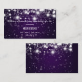 Elegante gloeiende sterren Paarse bruiloft invoege Informatiekaartje (Voorkant / Achterkant)