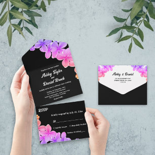 Elegante Glow Neon Lights Rozen Boho Bloemen Bruil All In One Uitnodiging