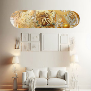 Elegante goddelijke gouden zeemeermin mythische Gr Skateboard