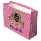 Elegante Gol en Roze Monogram Ontwerp Groot Cadeauzakje (Achterkant Gekanteld)