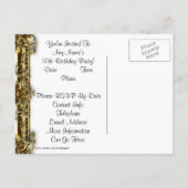 Elégante Gold 50th Birthday Invitation Cartes post (Dos)