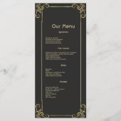 Elegante Gold Art Deco Diner Menu Kaart (Voorkant)