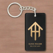 Elegante Gold & Black Realtor makelaar Sleutelhanger
