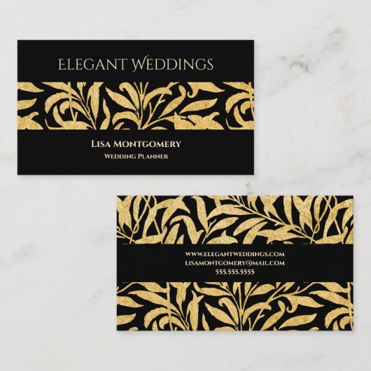 Elegante Gold Black Wedding Planner Visitekaartje (Voorkant / Achterkant)