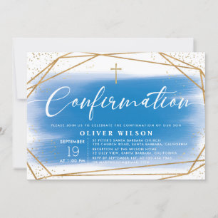 Elegante Gold & Blue Boy bevestiging Kaart
