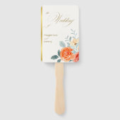 Elegante Gold Blush Floral Script Trouwprogramma Handwaaier (Achterkant)