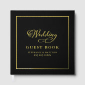 Elégante Gold Calligraphie Photo Mariage Chic Blac (Recto)