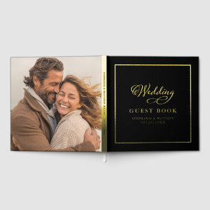 Elégante Gold Calligraphie Photo Mariage Chic Blac