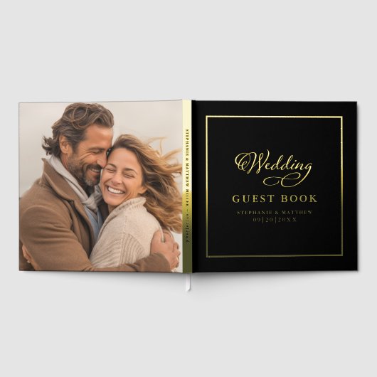 Elégante Gold Calligraphie Photo Mariage Chic Blac (Complet)