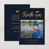 Élégante Gold Calligraphy Photo GRAD Carte de reme (Devant / Derrière)