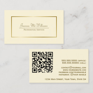 Elegante Gold & Cream Professionele QR-code Visitekaartje