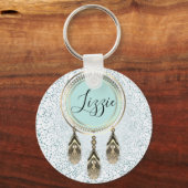 Elegante Gold Dreamcatcher Abstract gepersonalisee Sleutelhanger (Voorkant)