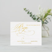 Elégante Gold et Blanc Moderne Mariage Cartes RSVP (Debout devant)