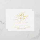 Elégante Gold et Blanc Moderne Mariage Cartes RSVP (Recto/Verso)