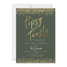 Elégante Gold et Green Christmas Party Invitation