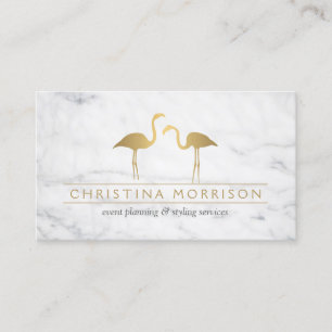 Elegante Gold Flamingos Event Planner White Marble Visitekaartje