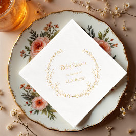 Elegante Gold Floral Wreat Baby shower Party Suppl Folie Servetten