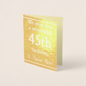 Elégante Gold Foil 45e carte de voeux anniversaire (Devant)