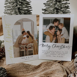 Elegante Gold Foil Arch Foto Vakantie Kaart