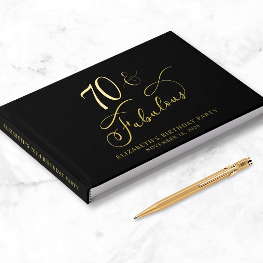 Elégante Gold Foil Black 70e fête d'anniversaire