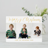 Elégante Gold Foil Joyeux Noël Carte de vacances (Debout devant)