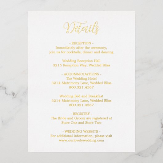 Elégante Gold Foil Moderne Mariage carte de boîtie (Recto)