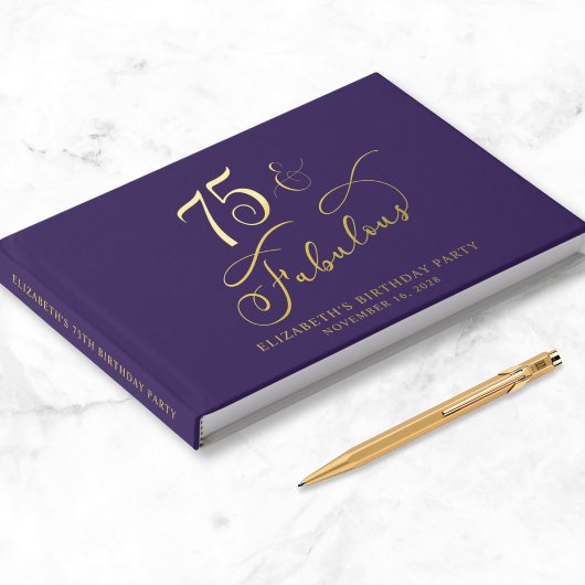 Elégante Gold Foil Purple 75e fête d'anniversaire