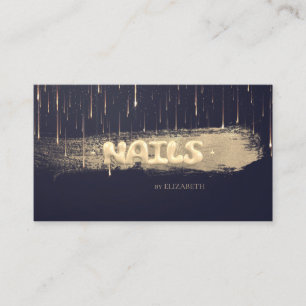Elegante Gold Folie Brush Stroke Druppelt Nagels B Visitekaartje