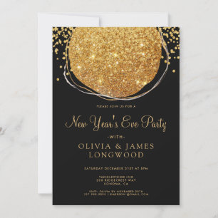 Elegante Gold Glitter Circle Confetti Nieuwjaar EV Kaart