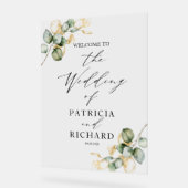 Elégante Gold Greenery Mariage Affiche de bienvenu (Angle)