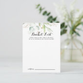 Elégante Gold Greenery Mariage Bucket List Cartes (Debout devant)