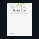 Elégante Gold Greenery Mariage Bucket List Cartes<br><div class="desc">Ces élégantes cartes de godets mariages dorées sont l'activité idéale pour une réception de mariage moderne ou une douche nuptiale. Le design se compose d'or dessiné à la main et de feuilles d'eucalyptus verts botaniques, inspirant la beauté artistique. Modifier le libellé pour convenir à tout événement de vie. Le panneau...</div>