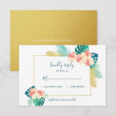Elégante Gold Hawaiian Hibiscus Wedding Cartes RSV (Devant / Derrière)