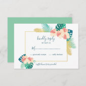 Elégante Gold Hawaiian Hibiscus Wedding Cartes RSV (Devant / Derrière)