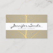 Elegante Gold Leaf Tree Pattern QR-code Visitekaartje (Voorkant)