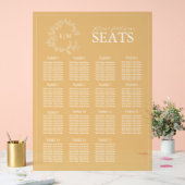 Elegante Gold Leafy Crest Monogram Trouwstoelen Acryl Bord (Huwelijk)