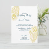 Elégante Gold Peacock Invitations de fête d'annive (Debout devant)