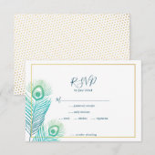 Elégante Gold Peacock Wedding Cartes RSVP (Devant / Derrière)