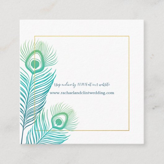 Elégante Gold Peacock Wedding Cartes RSVP (Devant)