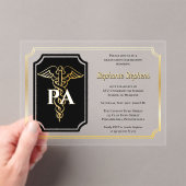 Elegante Gold Physicians Assistant Graduation Part Acryl Uitnodigingen (Insitu (Draagbaar))