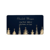 Elegante Gold Pine Trees Vakantie Etiket (Voorkant)