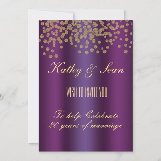 Elégante Gold & Royal Purple 5x7 Invitation Card (Devant)