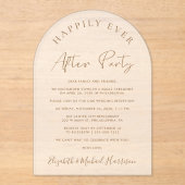 Elegante Gold Script Arch Wedding Receptie Frosted Acryl Uitnodigingen (Voorkant)