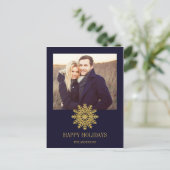 Elégante Gold Snowflake Holiday Photo Carte postal (Debout devant)