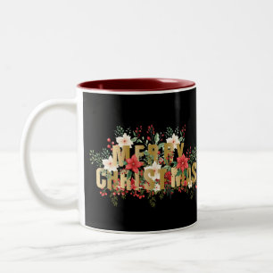 Elegante Gold Typografie Vrolijk Kerstfeest Tweekleurige Koffiemok