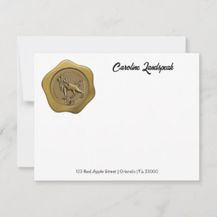 Elegante Gold Wax Seal met Leo Notitiekaartje